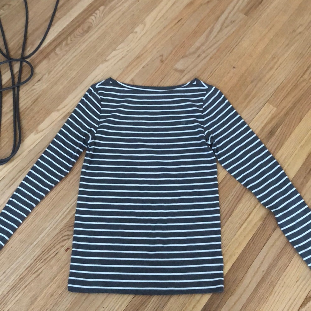 Boatneck GAP Grey/White Striped Fitted Longsleeve